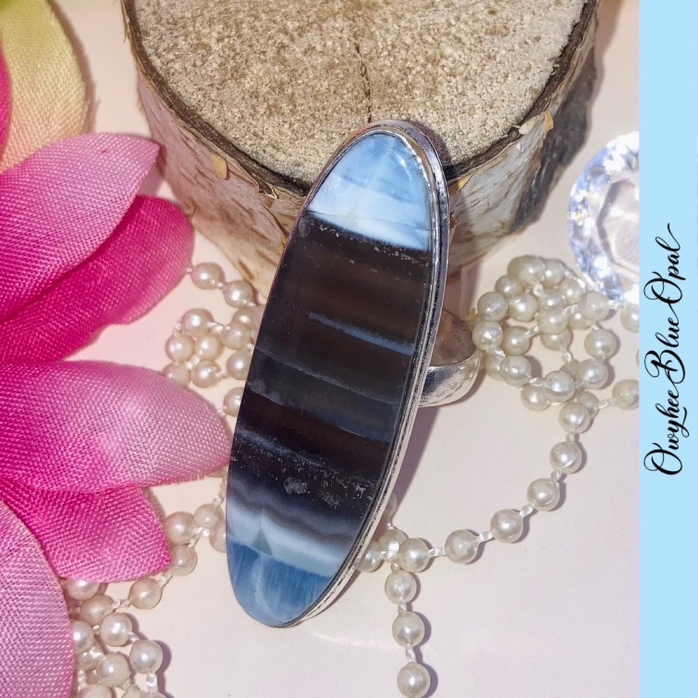 Divine Owyhee Blue Opal Gemstone Chunky Handmade Ring